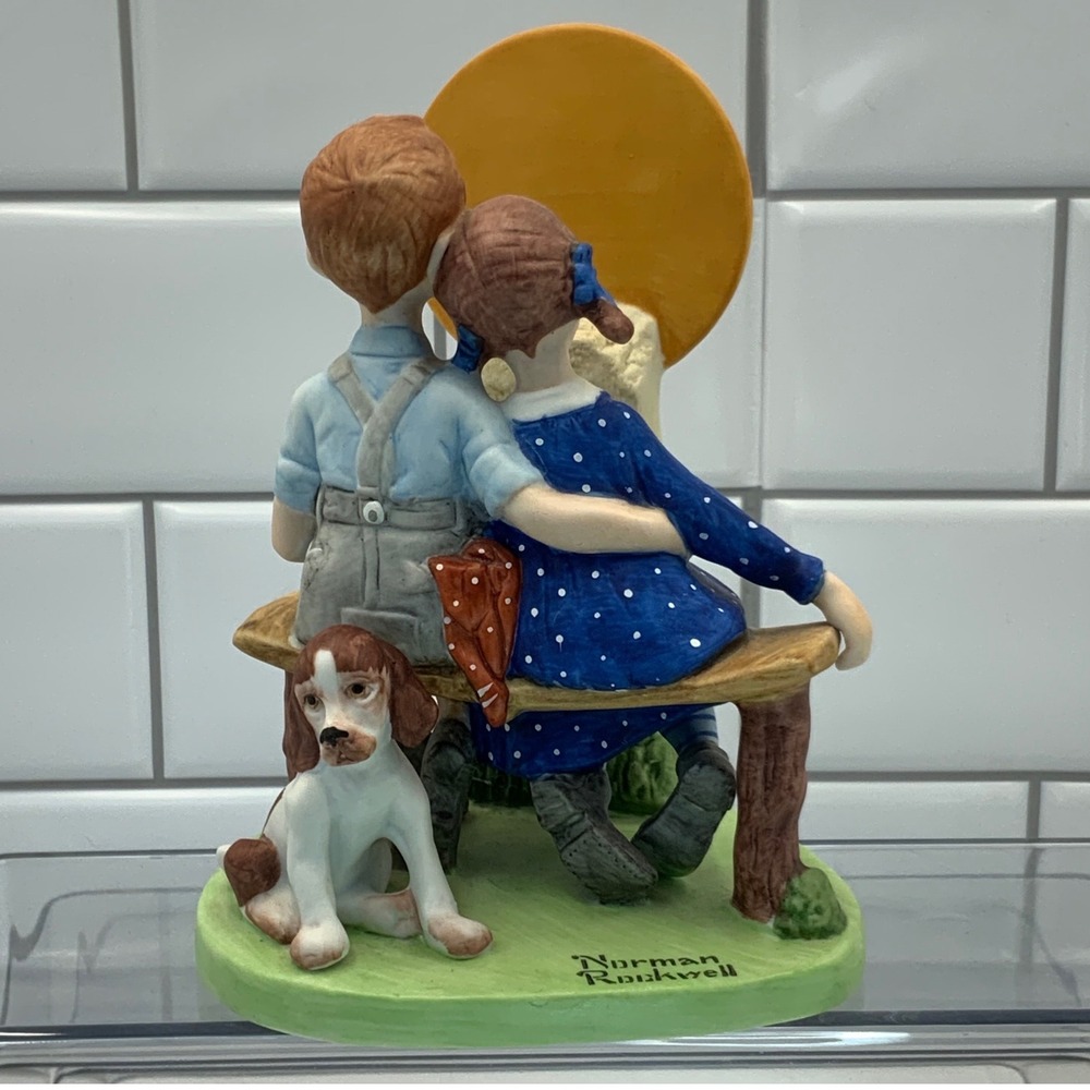 Vintage Norman Rockwell Young Love Danbury Mint Porcelain Multicolor 5.75in